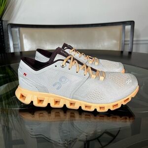 On Cloud X 2.0 Gray Orange Sneakers Running Shoes Women's Sz 10